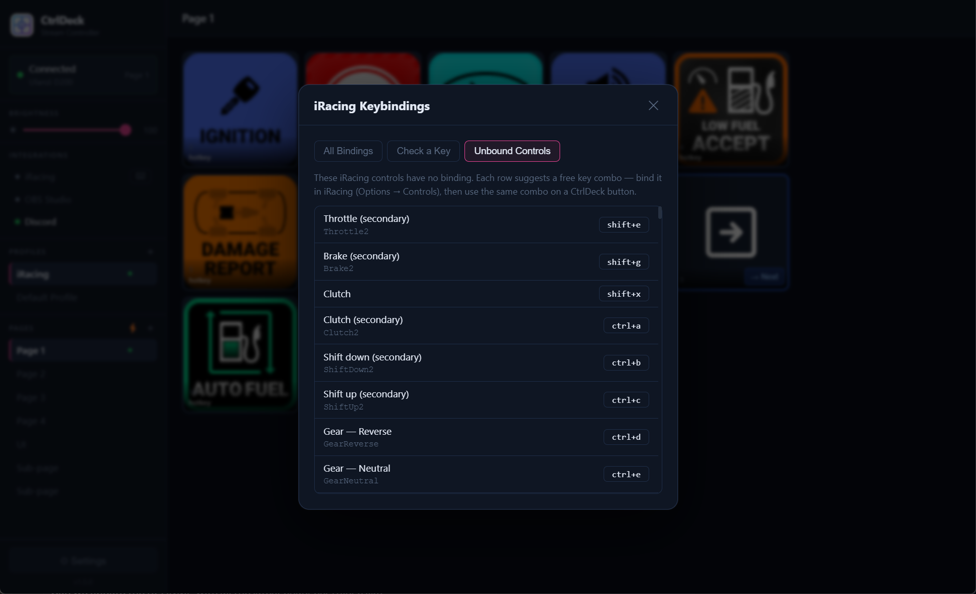 iRacing unbound controls
